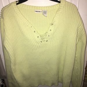 Mint green lace up sweater